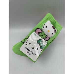 Hello Kitty Women's 3D St Patrick’s Shamrock Crew Socks 3 Pair - NEW With Tags